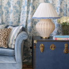Blue Trim Designer Ruffle Lamp Shade Velvet Trim - LUXE AND BEAU