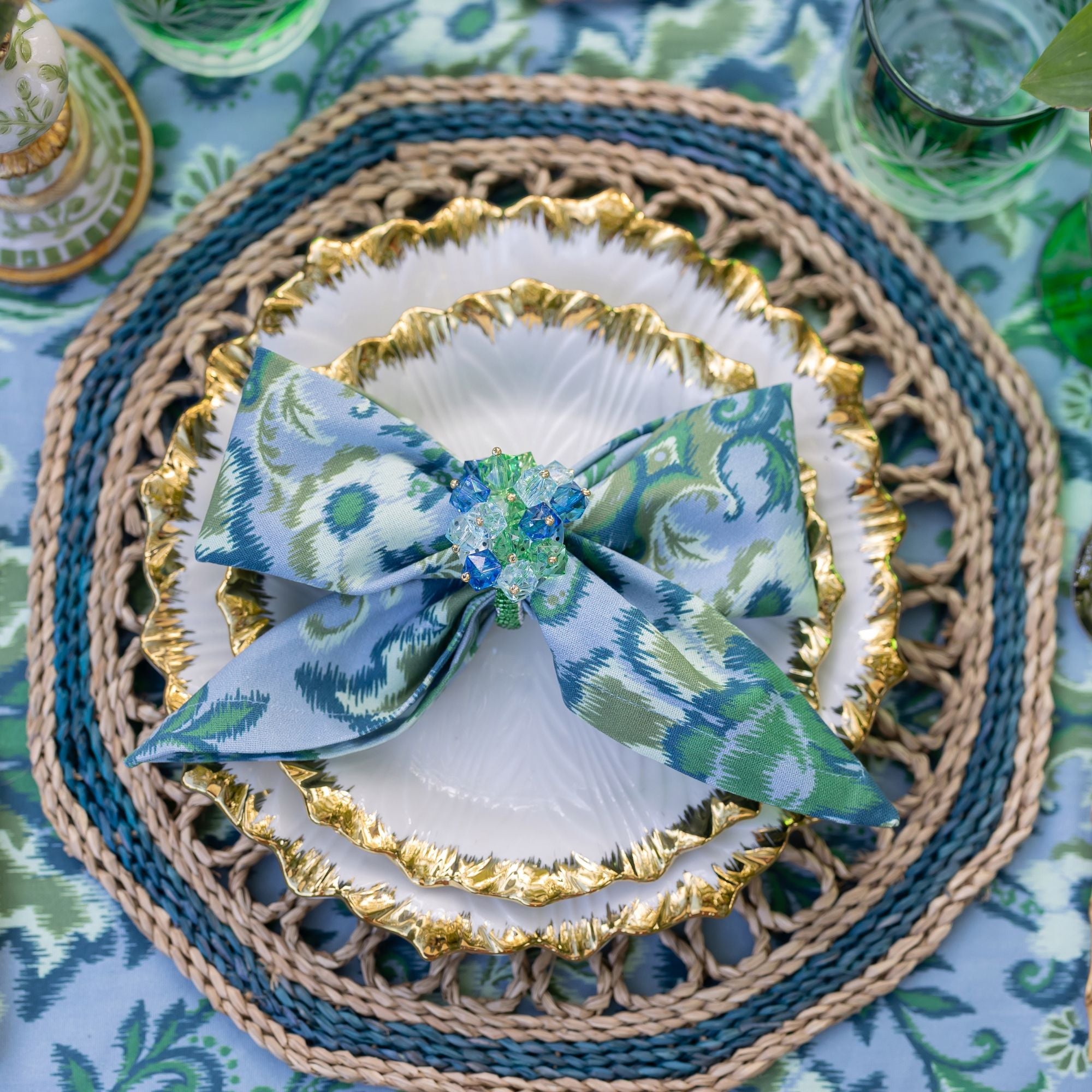 Sapphire Octagon Seagrass Placemat (Set of 4) - LUXE AND BEAU