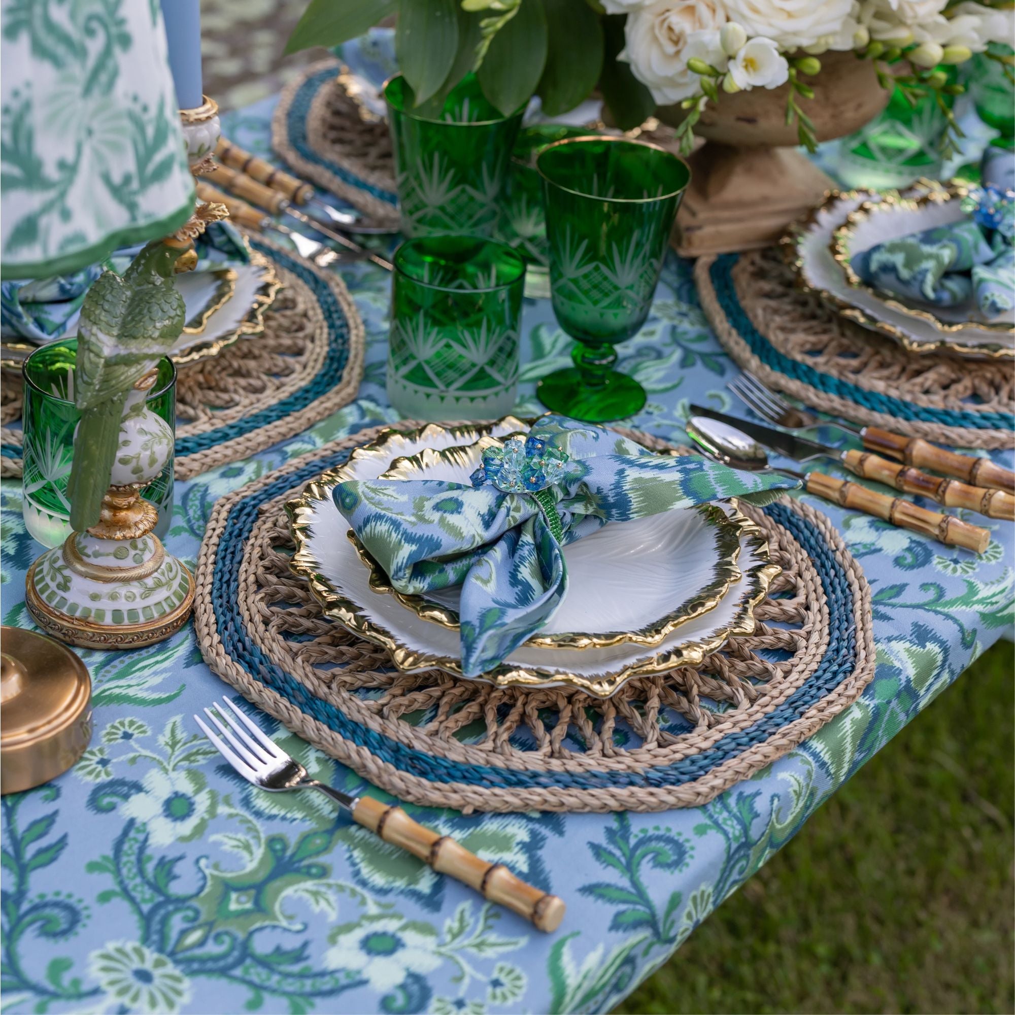 Sapphire Octagon Seagrass Placemat (Set of 4) - LUXE AND BEAU
