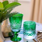 Emerald Green Cut Glass Goblet (Set of 4) - LUXE AND BEAU