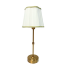 Beige Velvet Scallop Trim Shade & Gold Base  - USB Table Lamp - LUXE AND BEAU