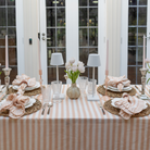 Buy Luxe Cushions & Linens - Blush Stripe Ruffle Linen Table Cloth - By Luxe & Beau Designs 