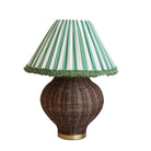 Green Stripe Ruffle Shade With Rechargeable Dark Paloma Lamp Base - LUXE AND BEAU