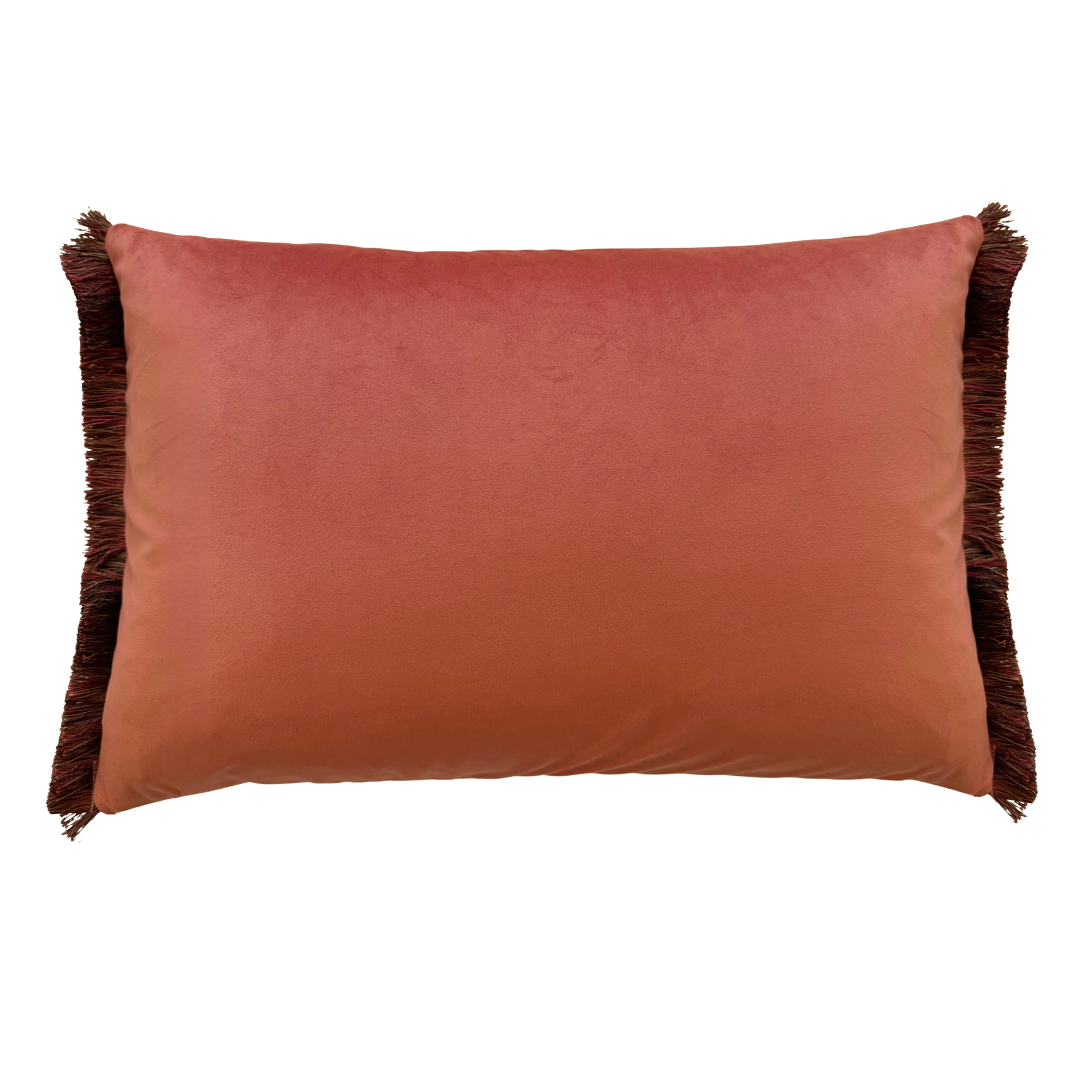 Terracotta Fringe Velvet Cushion Cover 40x60cm - LUXE AND BEAU