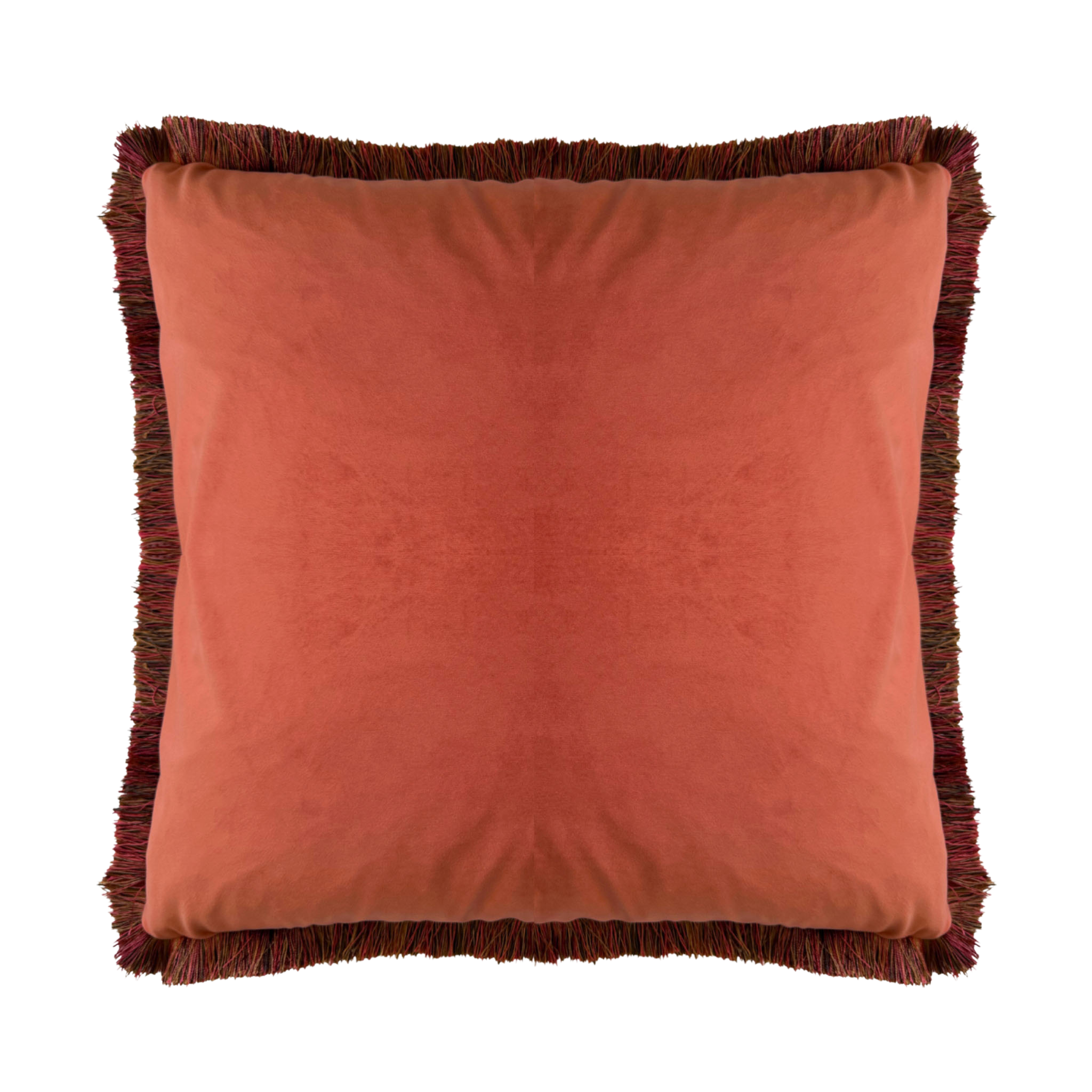 Terracotta Fringe Velvet Cushion Cover 50x50cm - LUXE AND BEAU