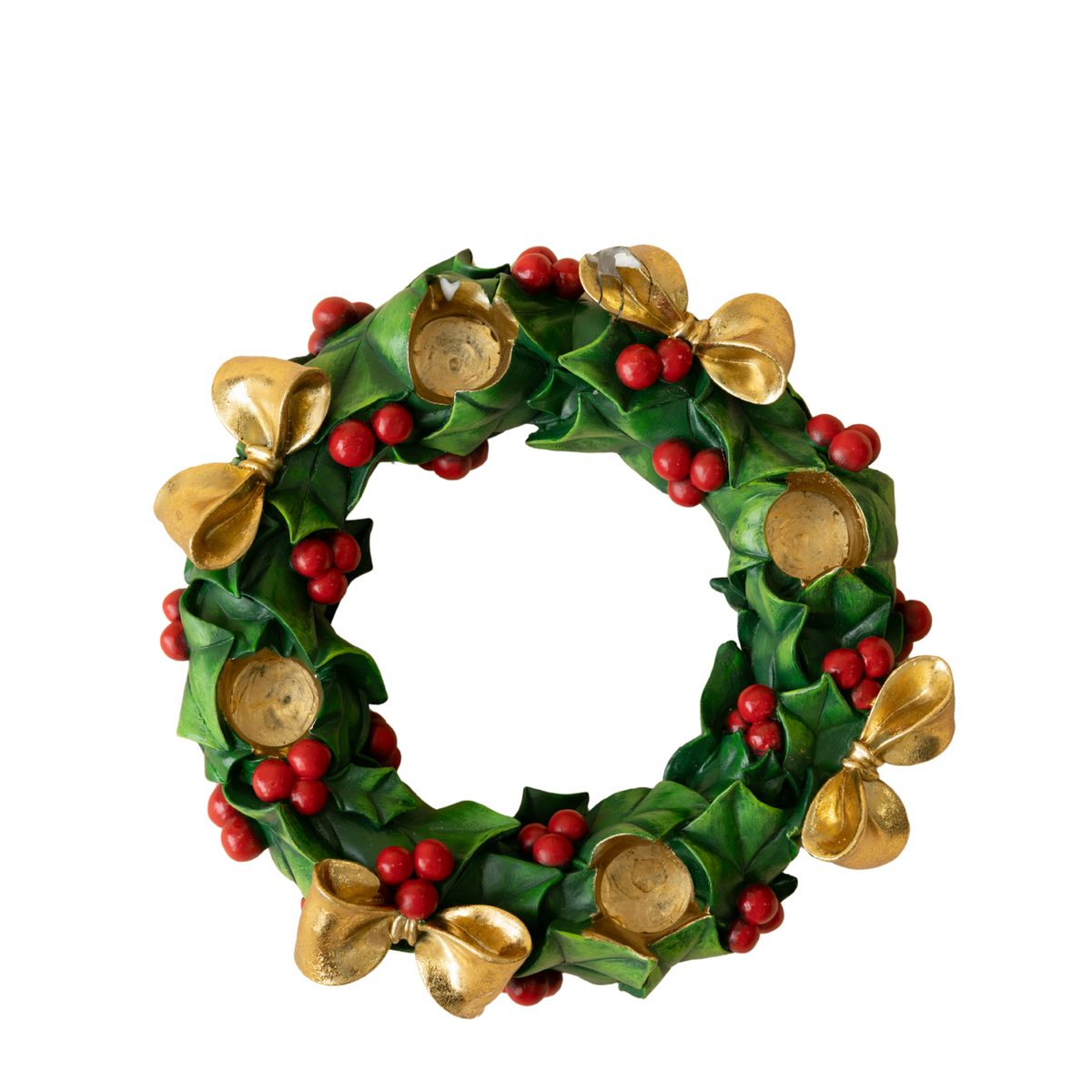 Holly candle ring from above
