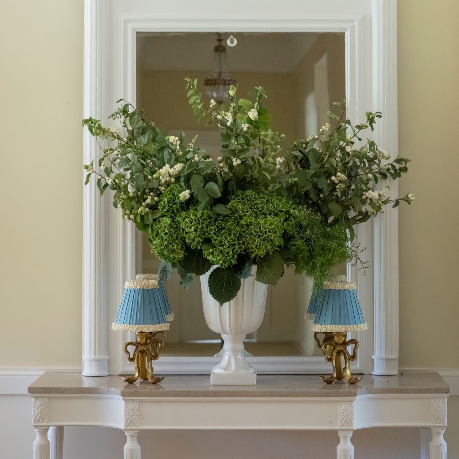 Audrey Sky Blue and Cream Lamp Shade & Beau Base - Table Lamp - LUXE AND BEAU