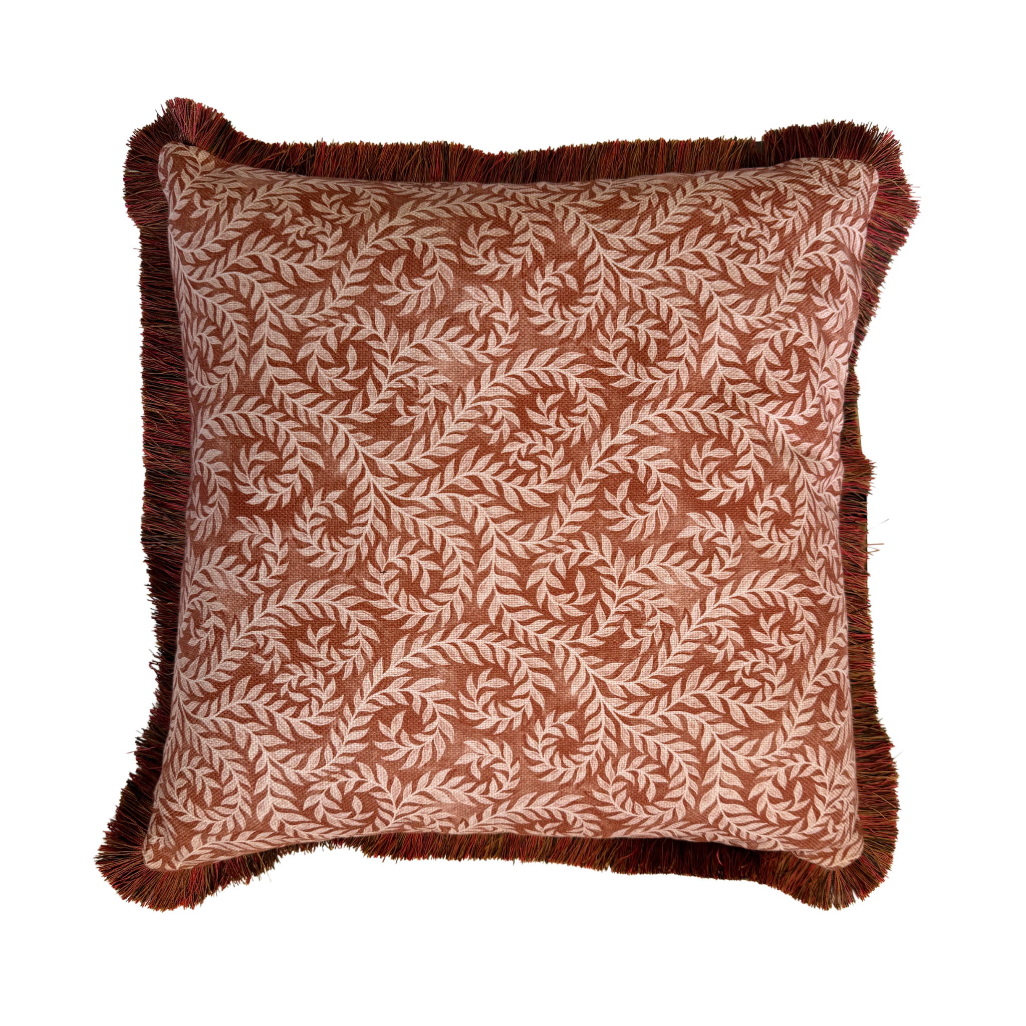 Twill Fringe Terracotta Vine Cushion Cover 50x50cm - LUXE AND BEAU