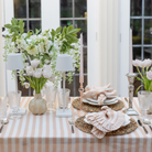 Buy Luxe Cushions & Linens - Blush Stripe Ruffle Linen Table Cloth - By Luxe & Beau Designs 