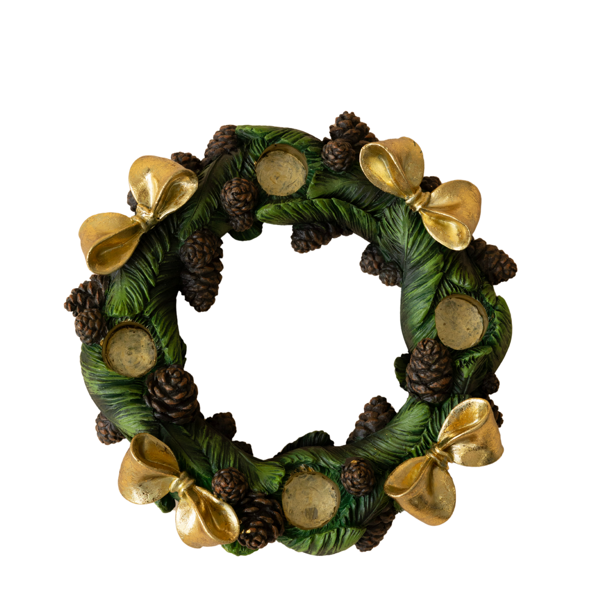 Pinecone candle ring from above