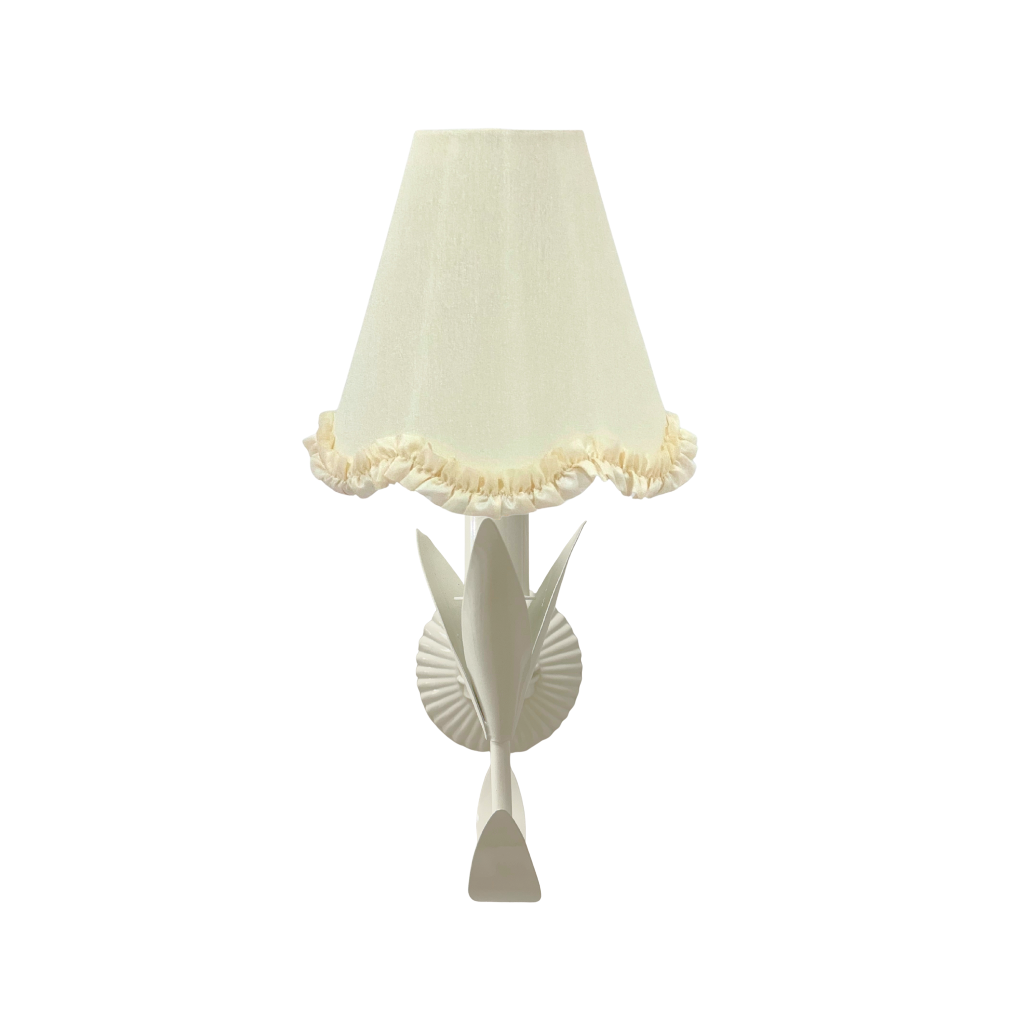 Ivory Scallop Ruffle Lamp Shade and La Fleur Ivory Wall Sconce - LUXE AND BEAU