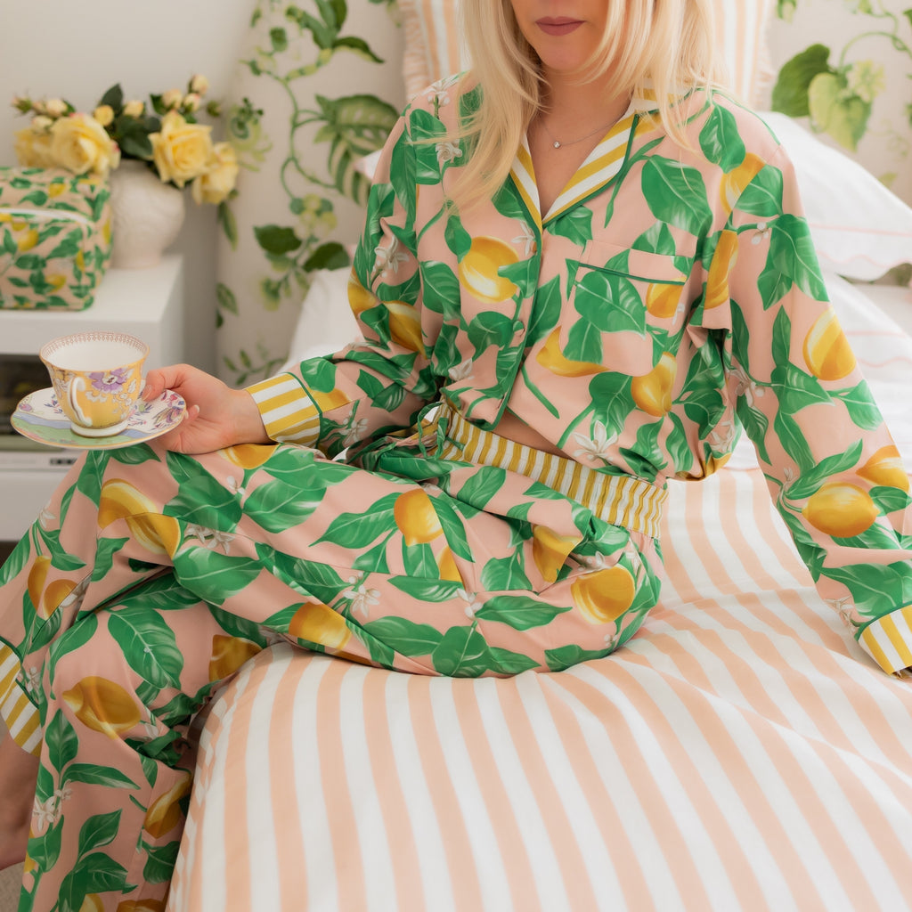 Buy Luxe Cushions & Linens - Lemon Long Sleeve Pyjama Set - By Luxe & Beau Designs 