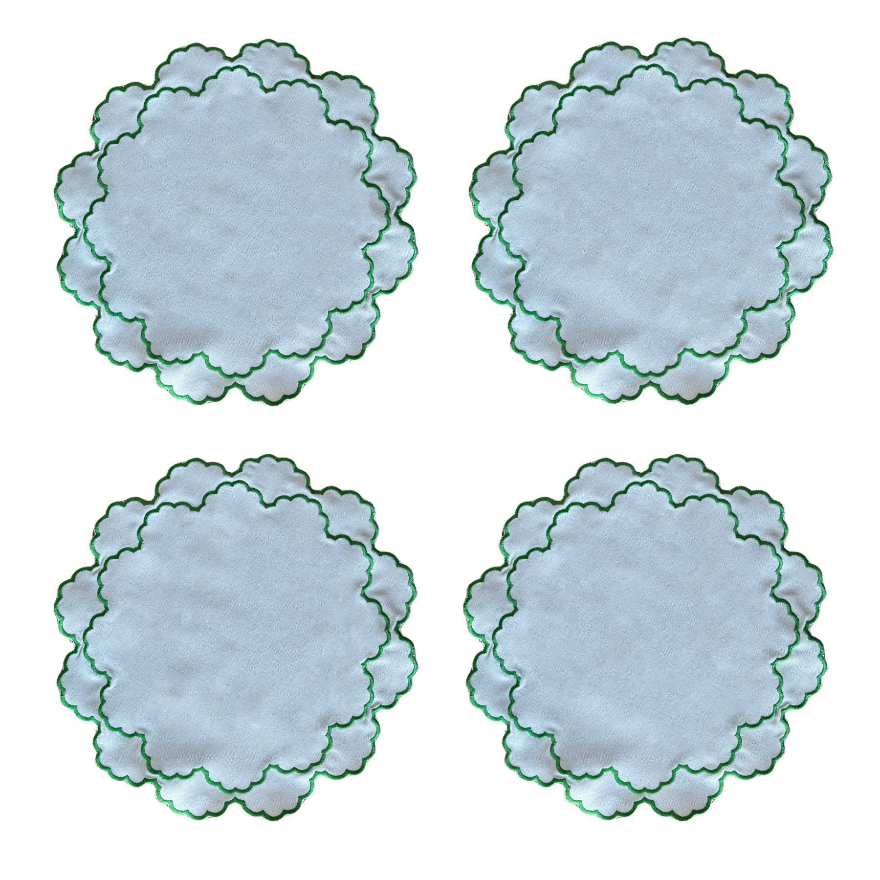 Blue With Green Embroidery Heirloom Placemat (Set Of 4) - LUXE AND BEAU