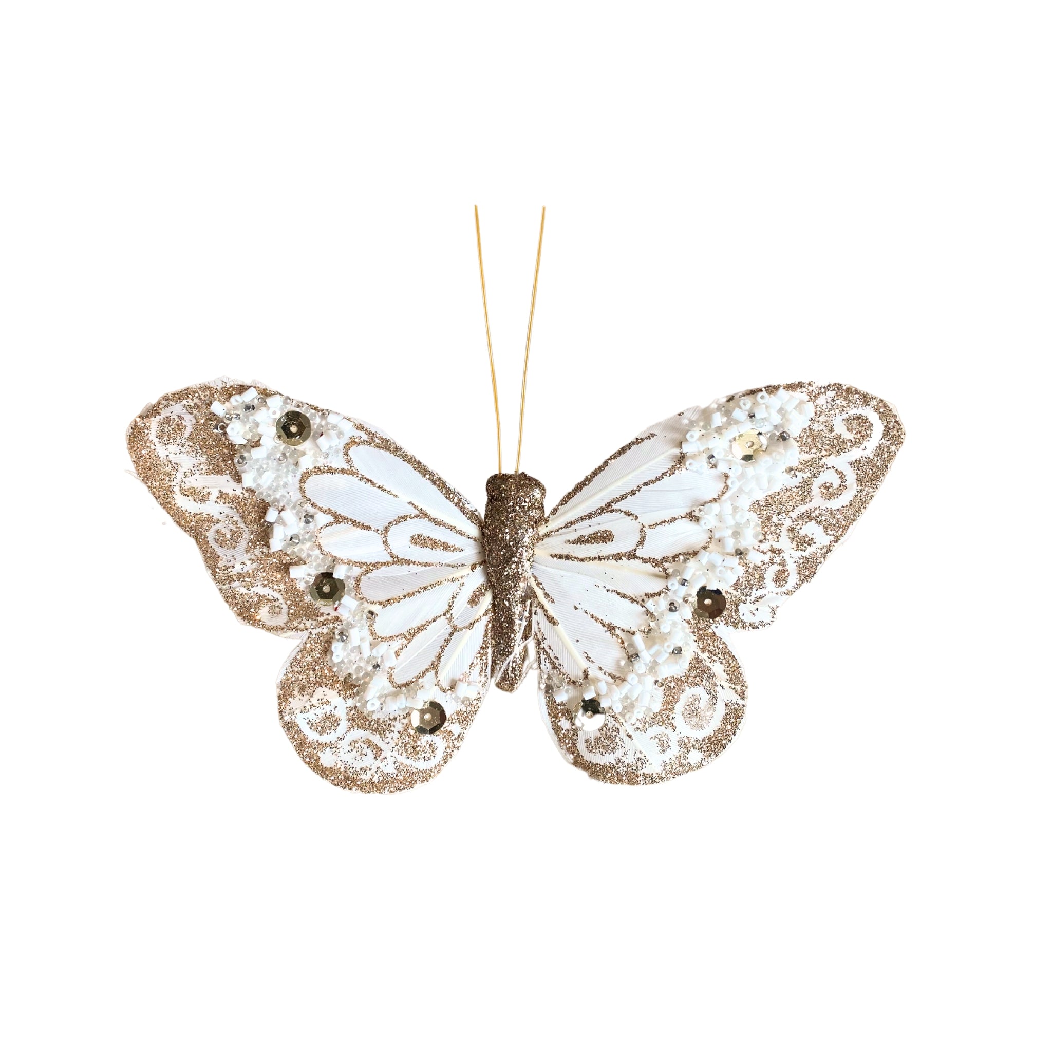 Buy Luxe Cushions & Linens - White and Gold Butterflies (Set of 6) - By Luxe & Beau Designs 