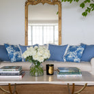 Buy Luxe Cushions & Linens - Blue Linen With Cream Ruffle Cushion Cover 50 x 50 - By Luxe & Beau Designs 