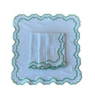 Blue With Green Embroidery Heirloom Napkin (Set Of 4) - LUXE AND BEAU
