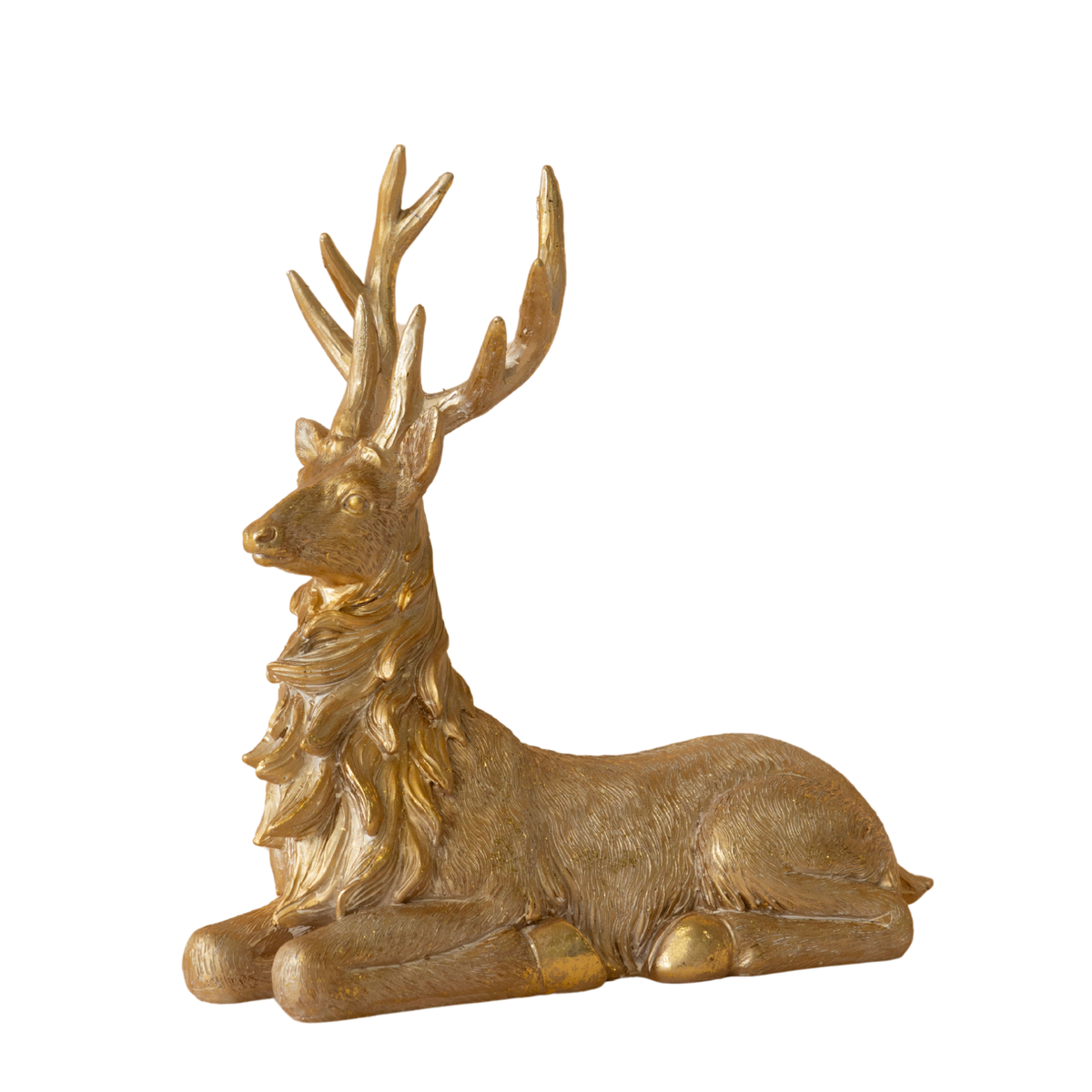 Gold resting reindeer close up