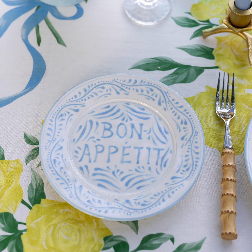 Buy Luxe Cushions & Linens - Blue Bon Appétit Dinner Plate - By Luxe & Beau Designs 