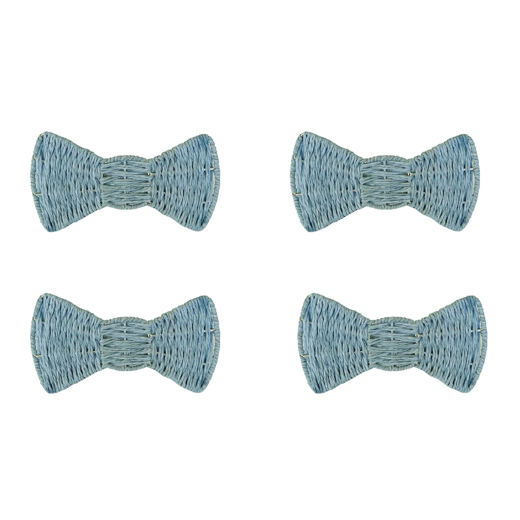 Buy Luxe Cushions & Linens - Bow Napkin Ring Raffia Blue (Set Of 4) - By Luxe & Beau Designs 