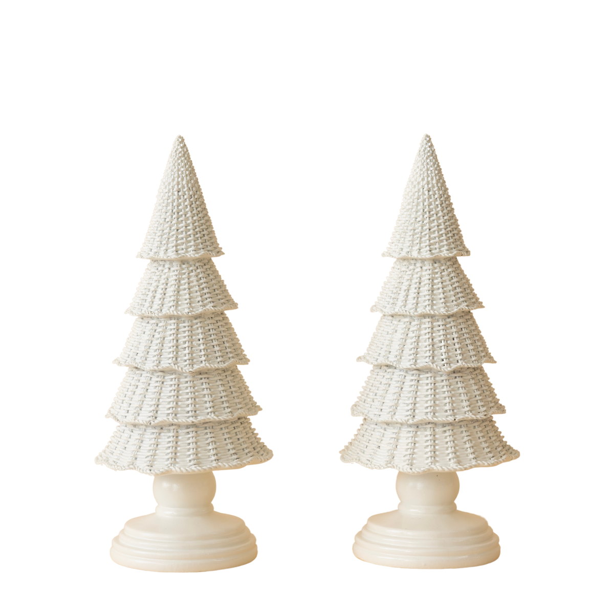 Pair of white rattan texture Christmas trees