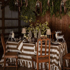 Mocha Ruffle Stripe Table Cloth - LUXE AND BEAU