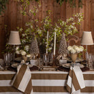 Mocha Ruffle Stripe Table Cloth - LUXE AND BEAU