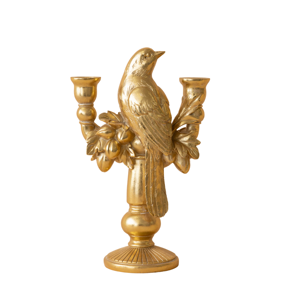 Gold bird double candle holder