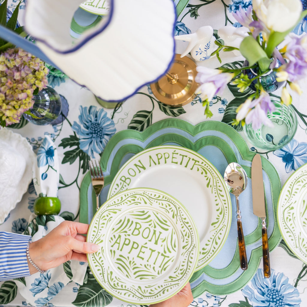 Buy Luxe Cushions & Linens - Green Bon Appétit Dinner Plate - By Luxe & Beau Designs 
