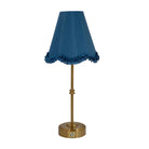 Deep Blue Scallop Ruffle Lamp Shade & Gold Base - USB Table Lamp - LUXE AND BEAU