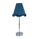 Deep Blue Ruffle Scallop Lamp Shade & Silver Base - Usb Table Lamp - LUXE AND BEAU