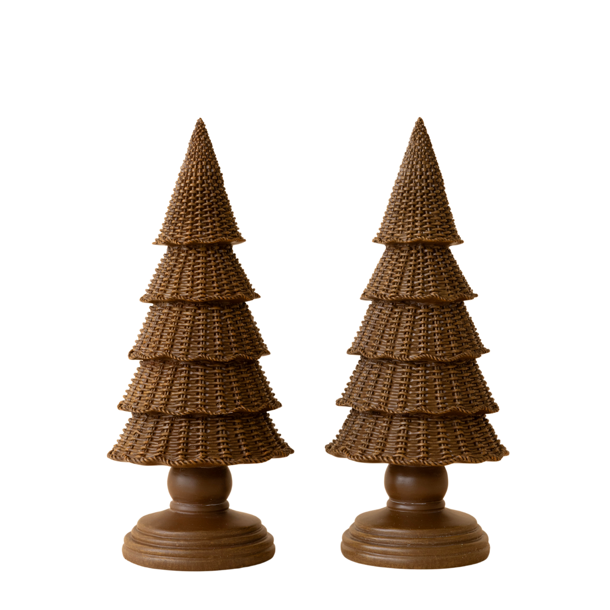 Pair of dark brown rattan texture Christmas trees