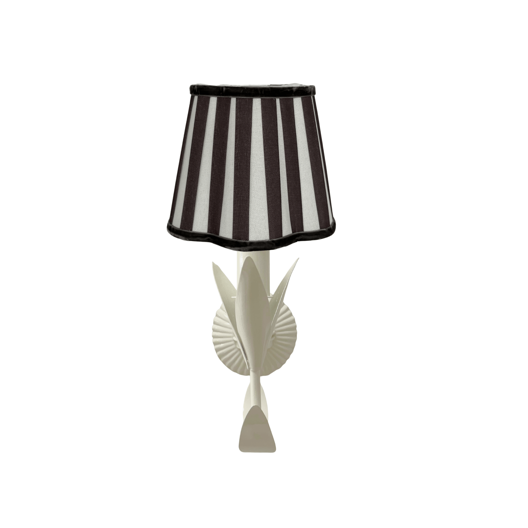 Black Stripe Scallop Lamp Shade and La Fleur Ivory Wall Sconce - LUXE AND BEAU