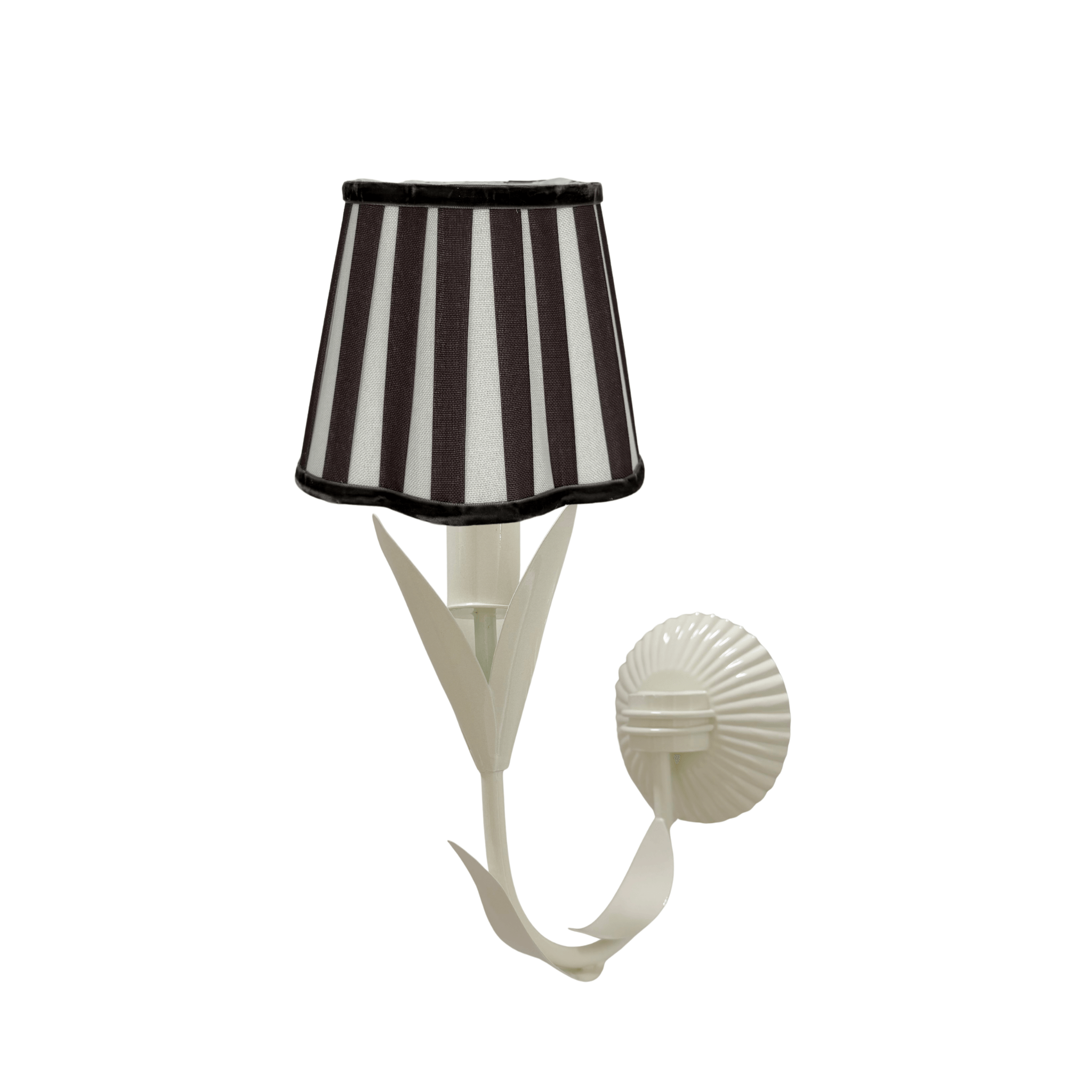 Black Stripe Scallop Lamp Shade and La Fleur Ivory Wall Sconce - LUXE AND BEAU