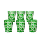 Buy Luxe Cushions & Linens - Green Geometric Glass Tumblers (Set of 6) - By Luxe & Beau Designs 