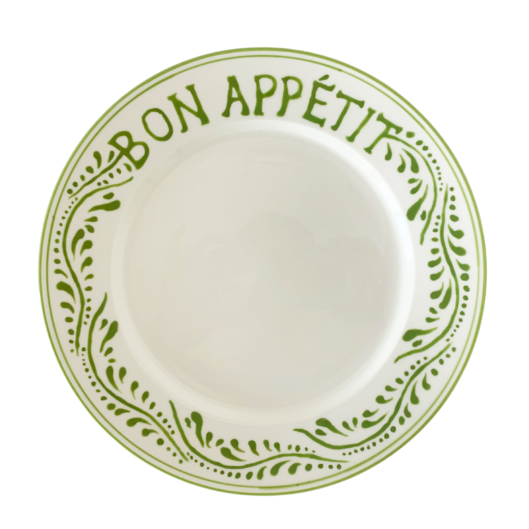 Buy Luxe Cushions & Linens - Green Bon Appétit Dinner Plate - By Luxe & Beau Designs 