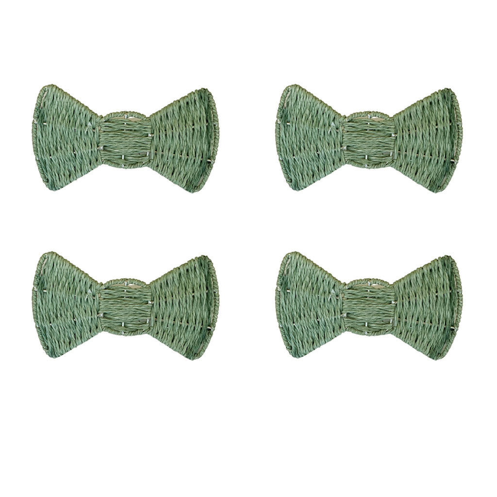 Buy Luxe Cushions & Linens - Bow Napkin Ring Raffia Green (Set Of 4) - By Luxe & Beau Designs 