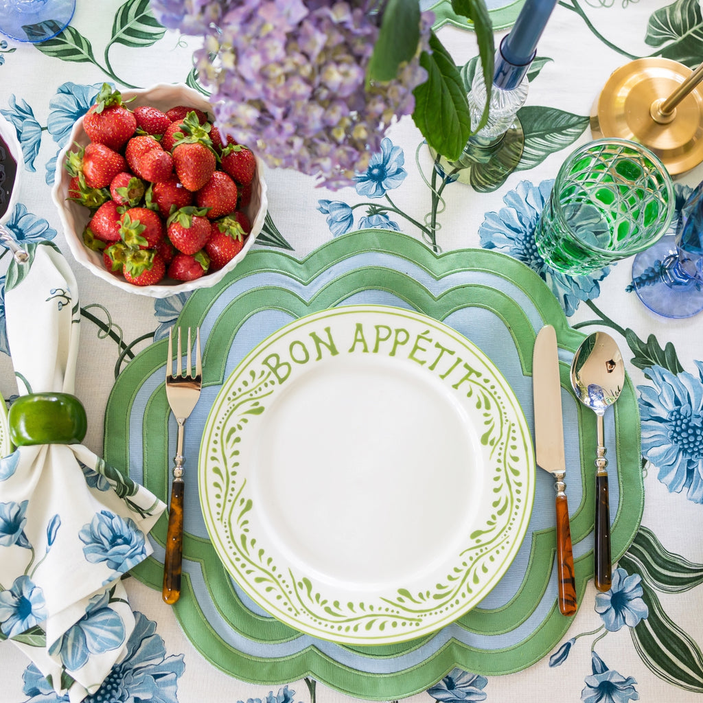 Buy Luxe Cushions & Linens - Green Bon Appétit Dinner Plate - By Luxe & Beau Designs 