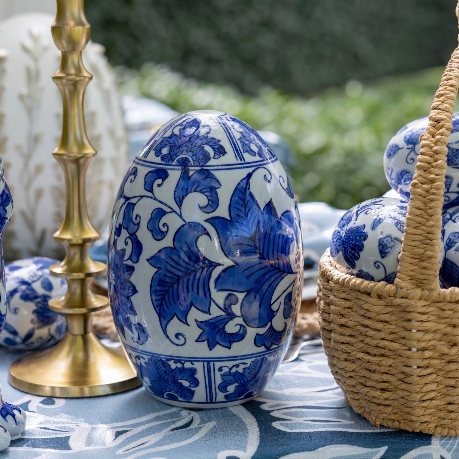 Large Blue Ceramic Easter Eggs (Set of 2) - LUXE AND BEAU