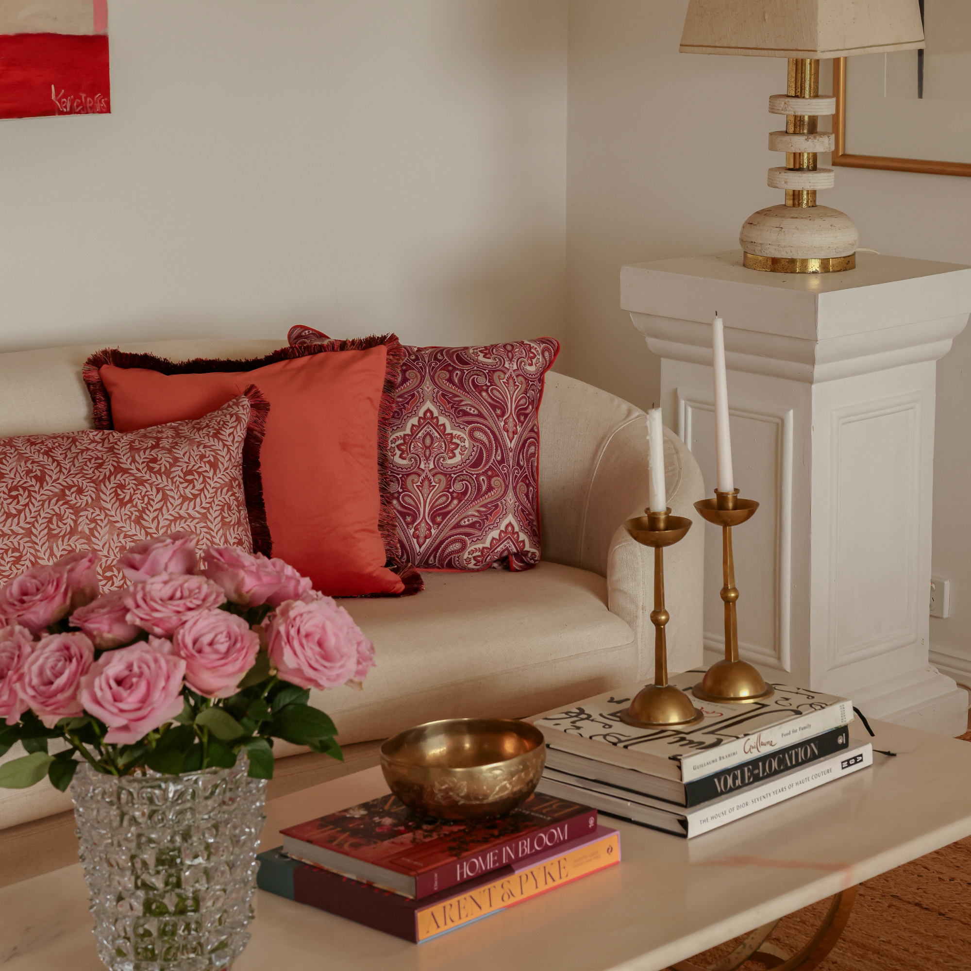 Twill Fringe Terracotta Vine Cushion Cover 40x60cm - LUXE AND BEAU