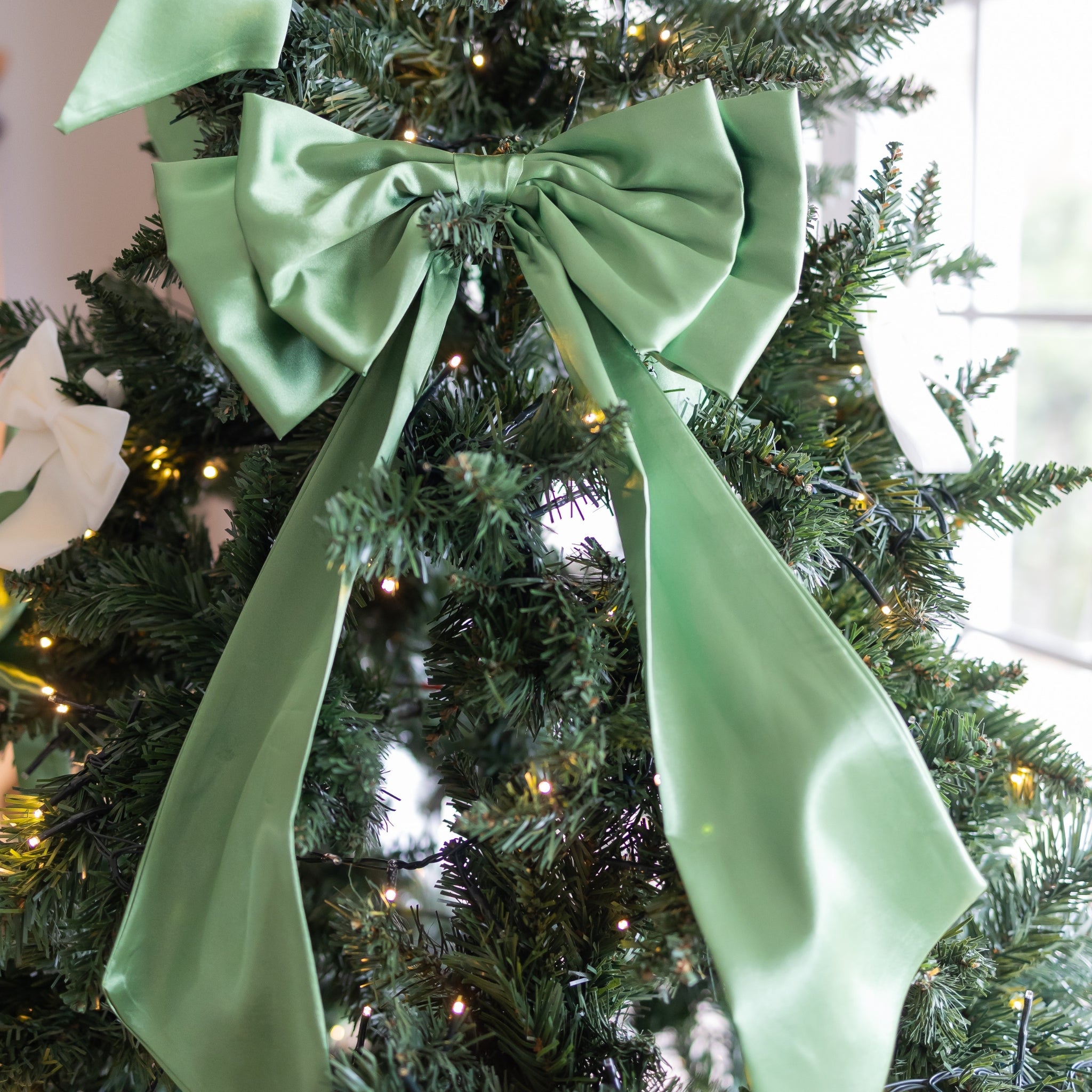 Buy Luxe Cushions & Linens - Large Satin Bow Green - By Luxe & Beau Designs 