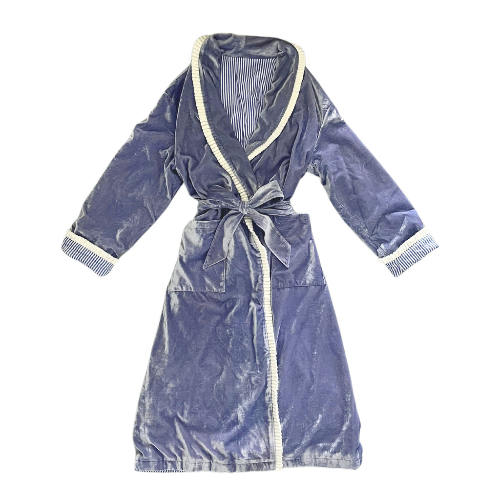 Buy Luxe Cushions & Linens - Blue Silk Velvet Robe - By Luxe & Beau Designs 
