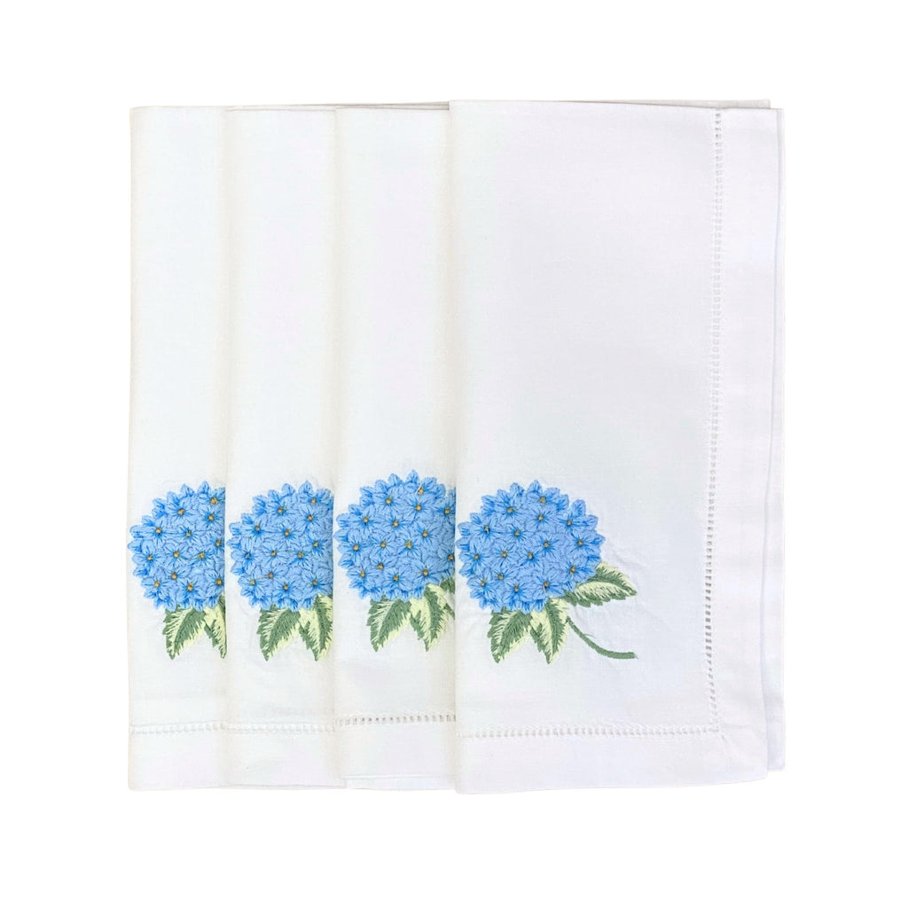 Buy Luxe Cushions & Linens - Hydrangea Embroidered Napkins (Set of 4) - By Luxe & Beau Designs 