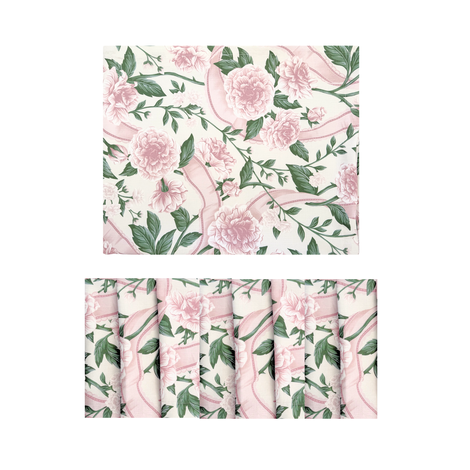Ribbons and Roses Dusty Rose Table Cloth + 8 Napkins - LUXE AND BEAU