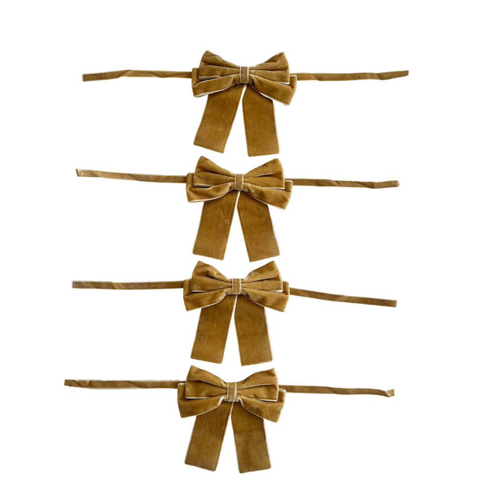 Buy Luxe Cushions & Linens - Gold Velvet Bows (set of 4) - By Luxe & Beau Designs 