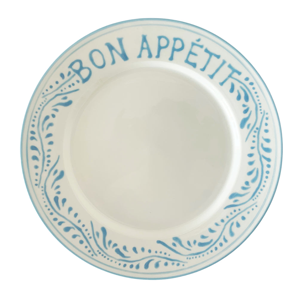 Buy Luxe Cushions & Linens - Blue Bon Appétit Dinner Plate - By Luxe & Beau Designs 