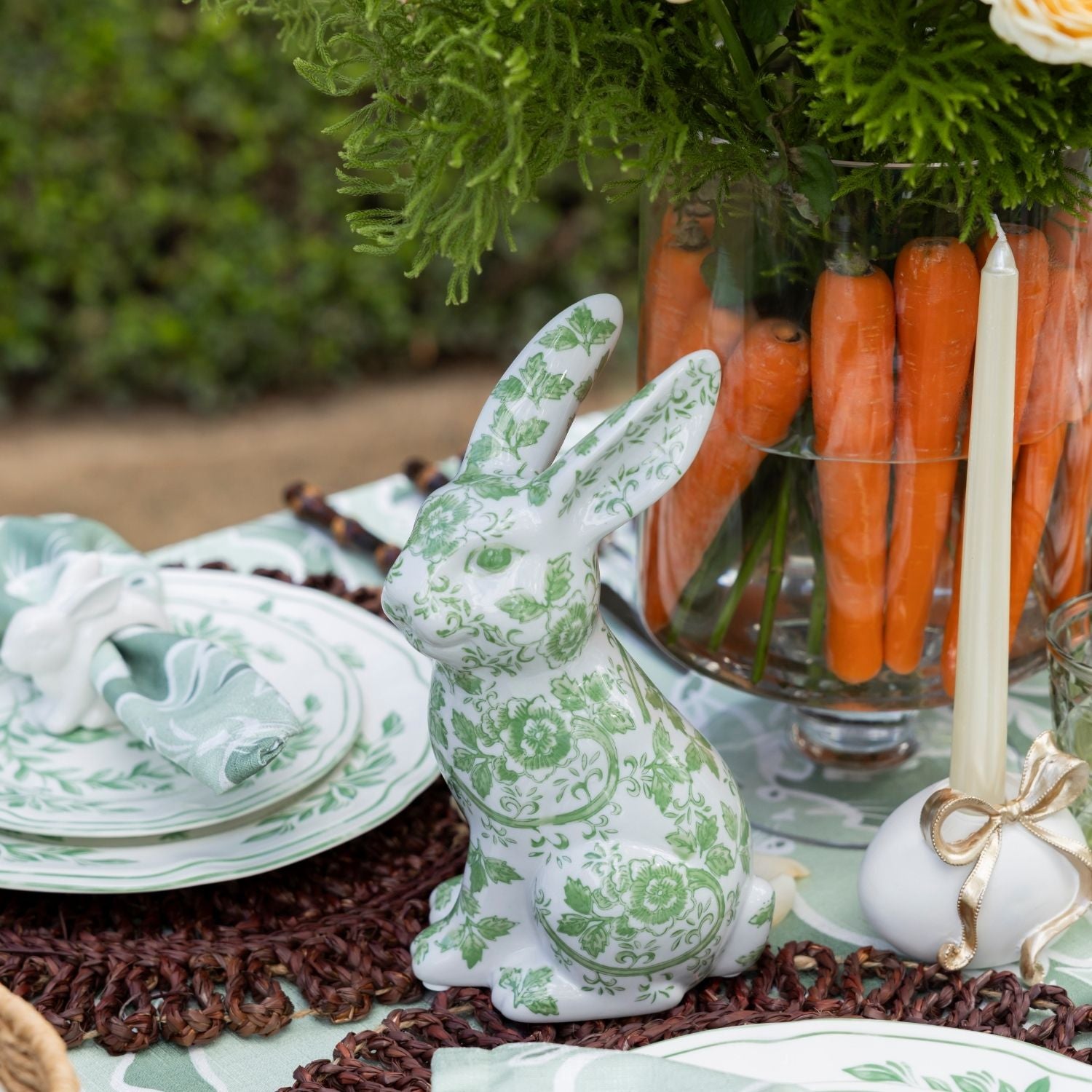Green Ceramic Easter Bunnies (Set of 2) - LUXE AND BEAU