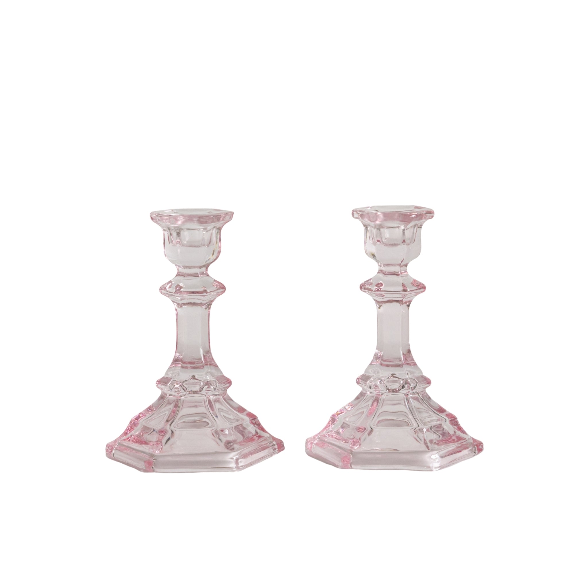 Pink Glass Candle Holder (Set of 2) - LUXE AND BEAU