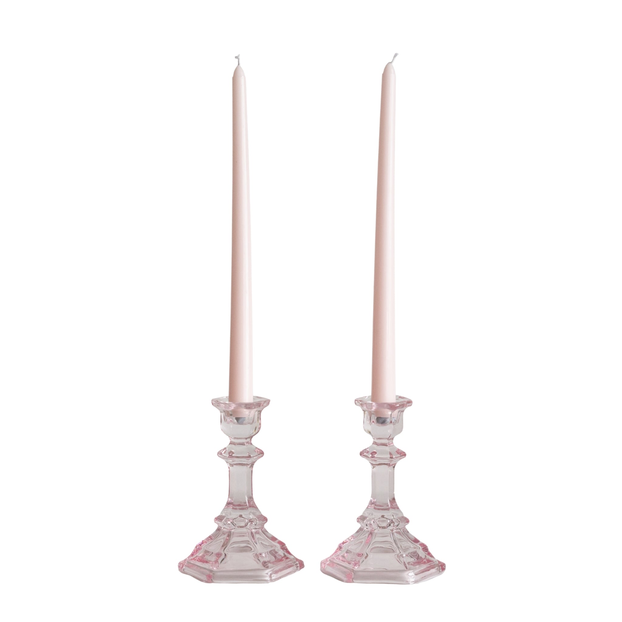 Pink Glass Candle Holder (Set of 2) - LUXE AND BEAU