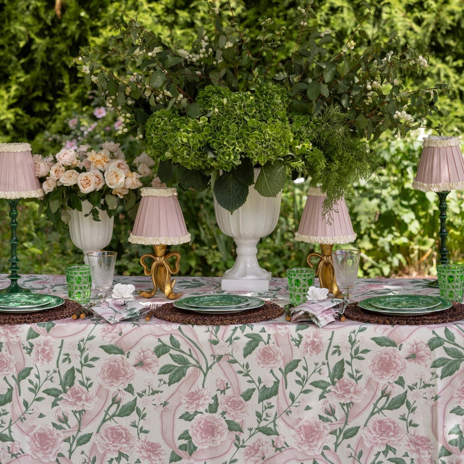 Ribbons and Roses Dusty Rose Table Cloth - LUXE AND BEAU