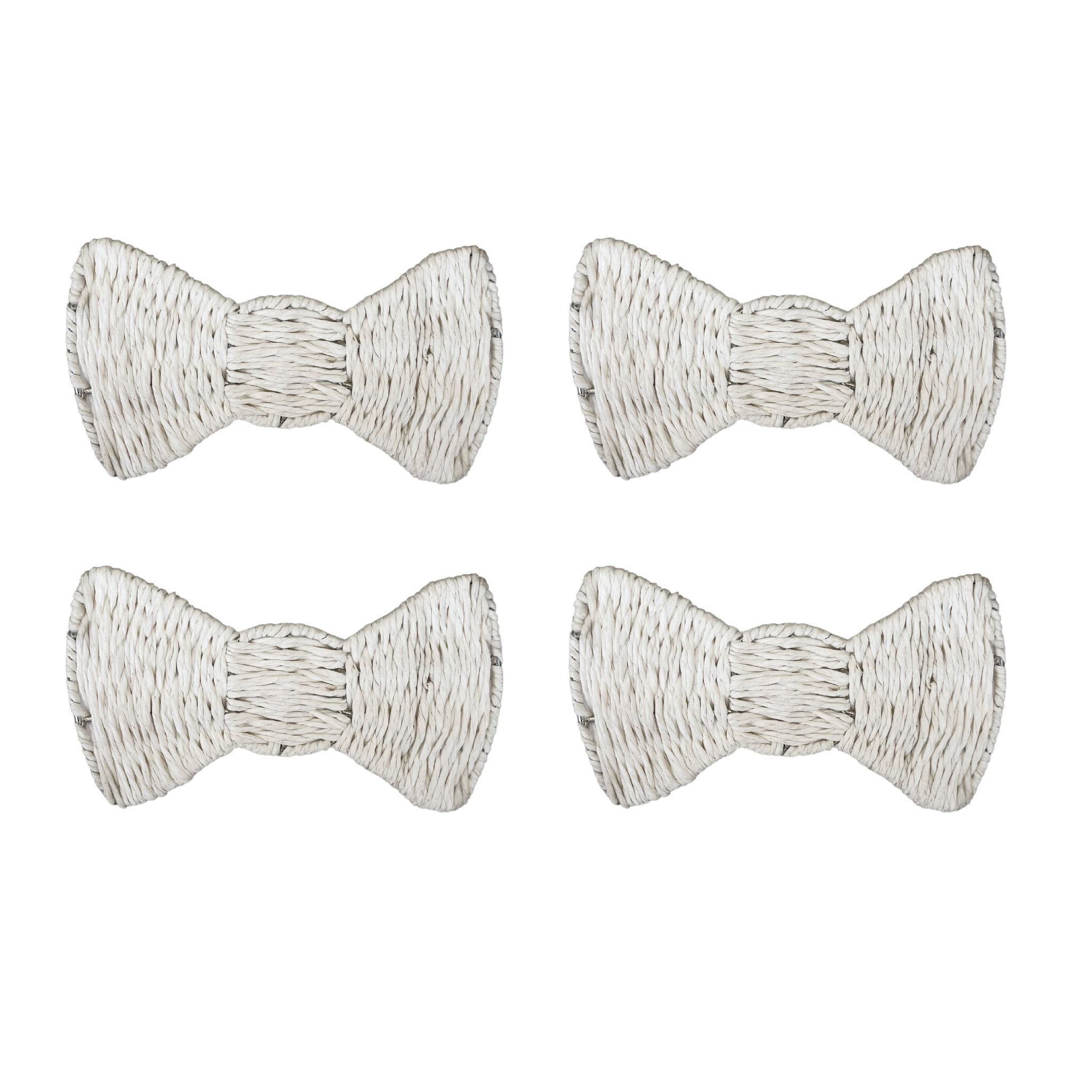 Buy Luxe Cushions & Linens - Bow Napkin Ring Raffia White (Set Of 4) - By Luxe & Beau Designs 